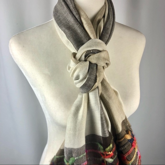 Woven Pashmina & Neutral Striped Scarf Bundle - Picture 14 of 16